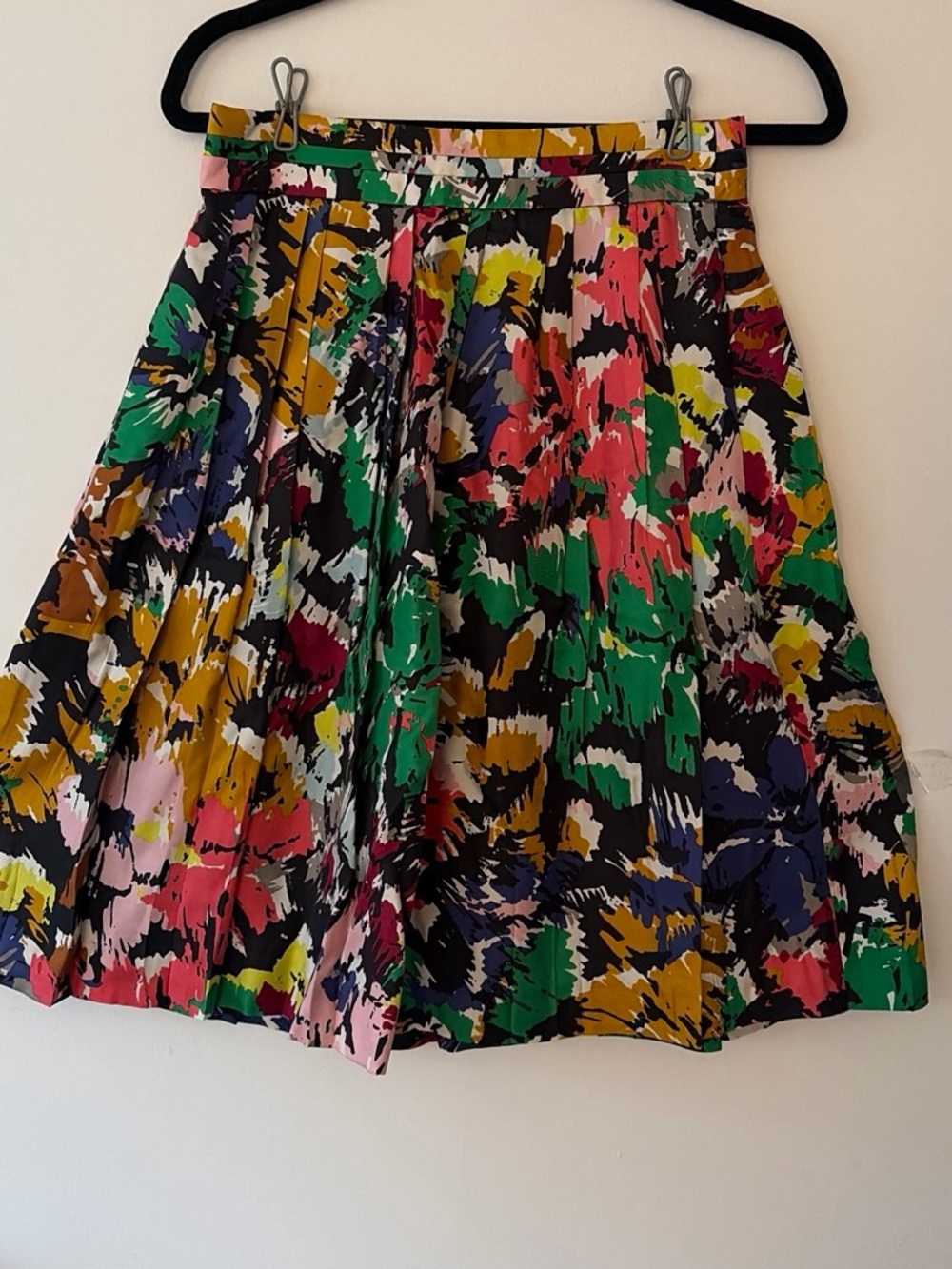 J. Crew Multicolor Floral Print Pleated Skater Skirt